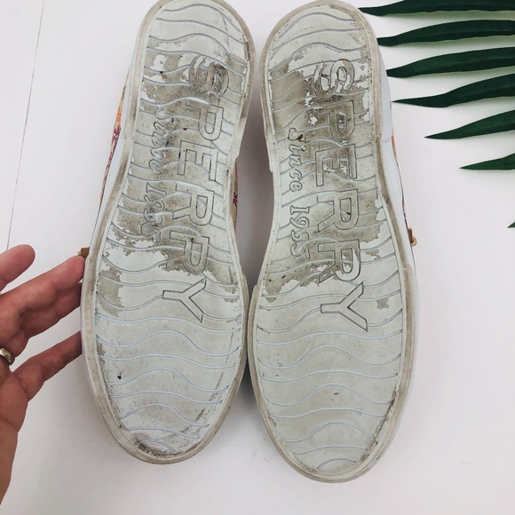[Sperry] Tan Leaf Printed Top-Sider Boat Shoes - Picture 6 of 6